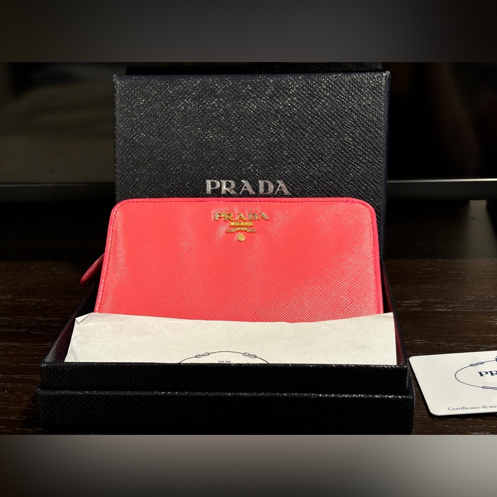 **Sold** Prada Saffiano Leather Wallet with Box and Card